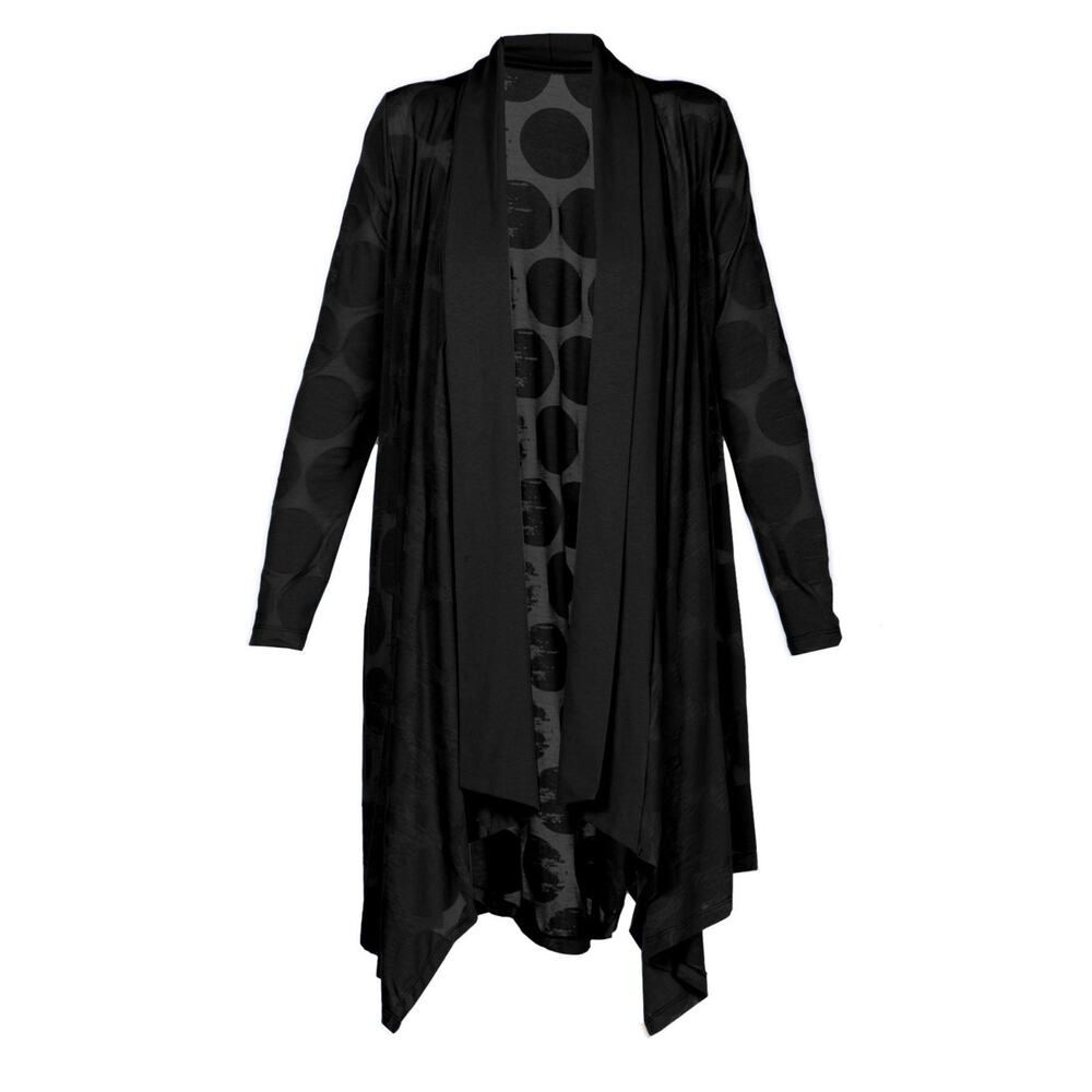 Luukaa Women's Black Polka-Dot Cardigan Size 16 Lightweight Cotton NWT